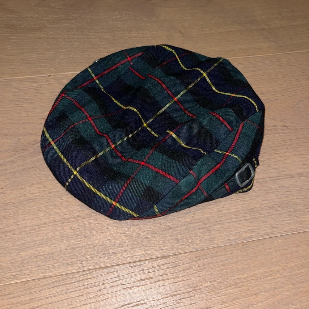 Janie And Jack Evergreen Plaid Newsboy Cap Youth Size 2-3T